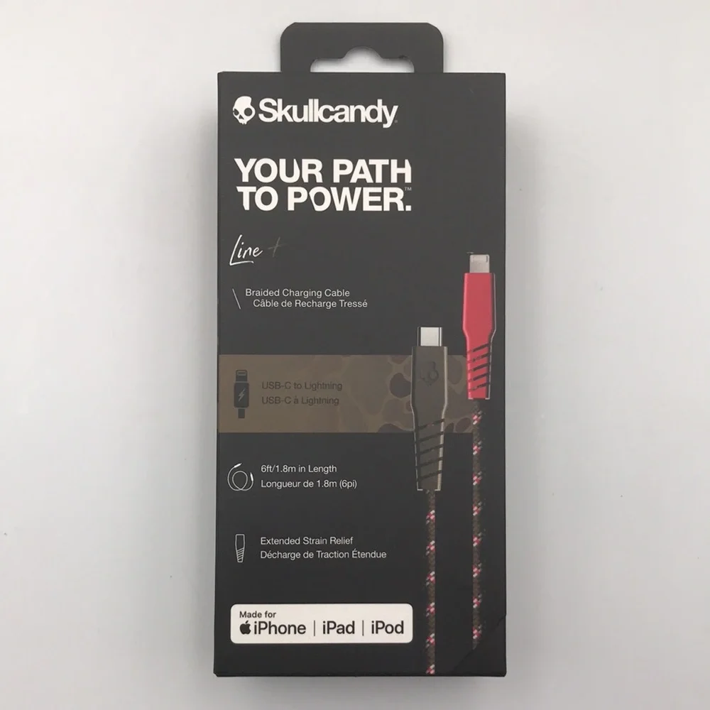 Skullcandy 6ft Braided Lightning to USB C Cable